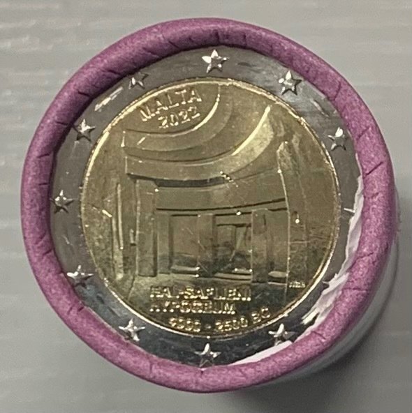 马耳他. 2 Euro 2022 "Hypogeum" (25 monnaies) en rouleau  (没有保留价)