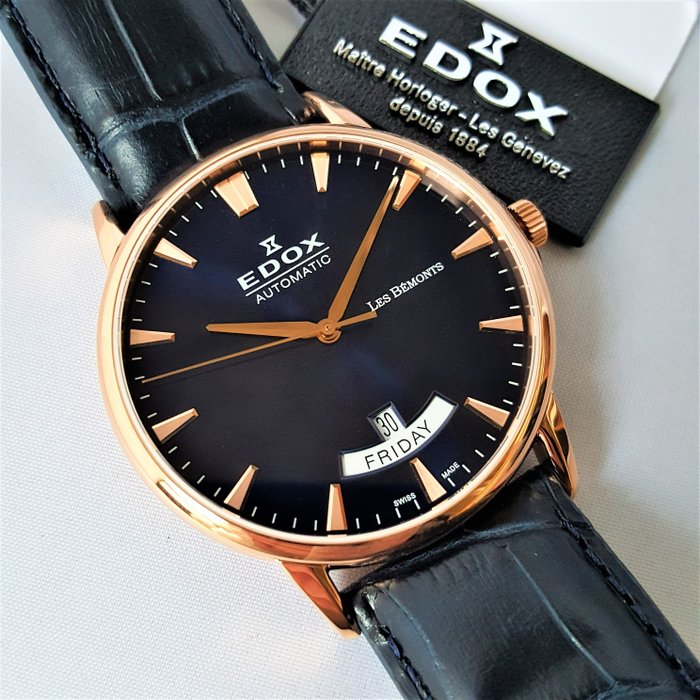 Image 3 of Edox - Automatic ETA 2834- Les Bémonts - Day Date Gold - Men - New