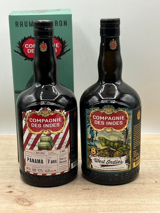 Compagnie des Indes - Panama 7 years Oloroso + West Indies 8 years old - 70cl - 2 bottles