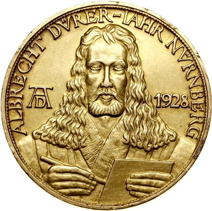 Allemagne, République de Weimar. Goldmedaille 1928. Auf den 400. Todestag von Albrecht Dürer. Stempel von J. Bernhart.