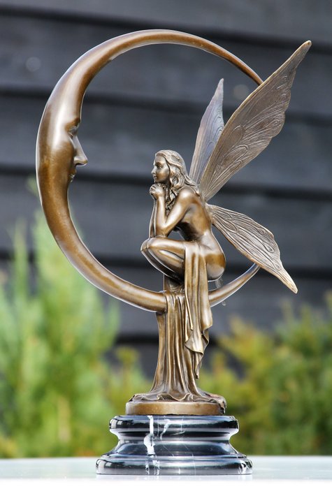 Statue, moon fairy - 40 cm - bronse marmor
