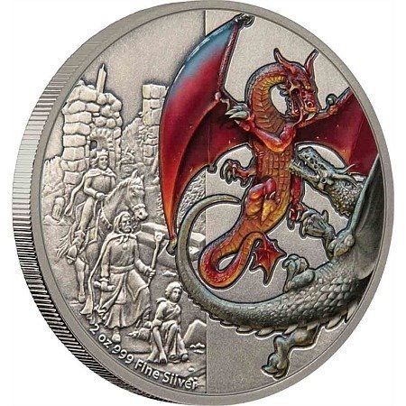 Niue. 5 Dollars 2019 - Dragons Collection - The Red Dragon - 2 oz