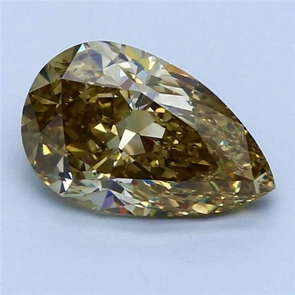 1 pcs Diamant - 2.51 ct - Peer - fancy donkerbruin geel - VS2