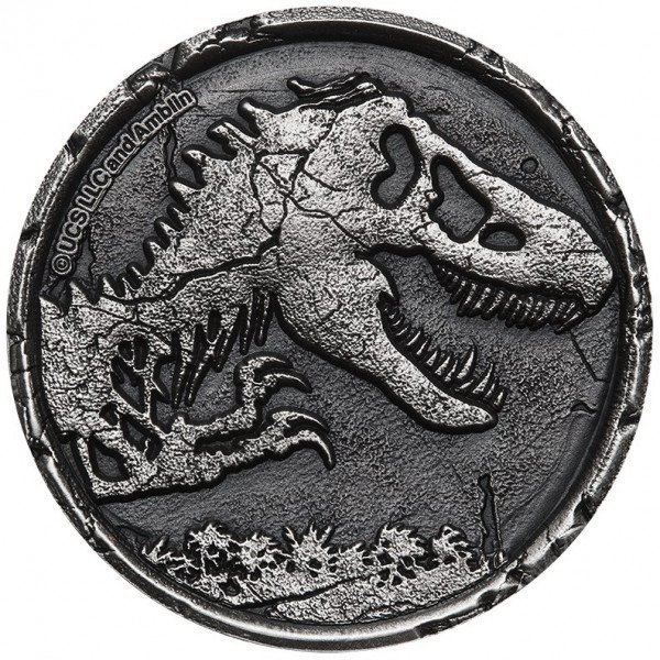 Niue. 5 Dollars 2021 Jurassic World Hight Relief Antique Finish Coin - 2 oz