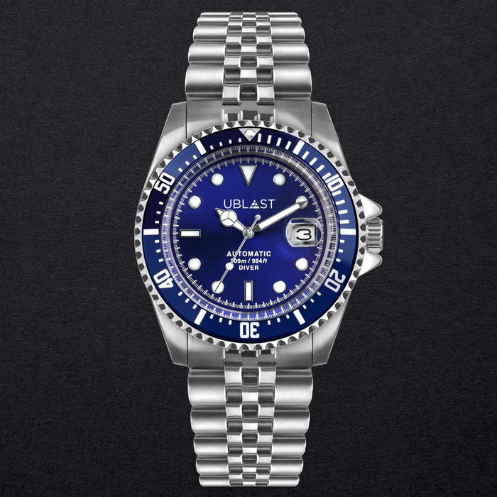 Preview of the first image of Ublast - Diver Blue 30 ATM - UB3D4411BU - Jubilee Straps - Men - New.