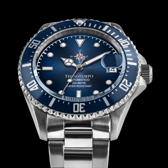 Preview of the first image of Tecnotempo - "NO RESERVE PRICE" Diver 200M WR Special Limited Edition Wind Rose - TT.200.RDVB (Blue.