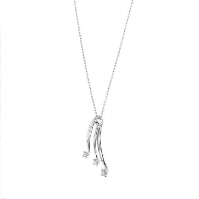 Preview of the first image of Recarlo - 18 kt. White gold - Necklace with pendant - 0.15 ct.