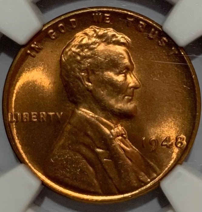 États-Unis. 1 Cent 1948 Lincoln - NGC - MS67 RED - Rare