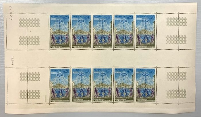 Monaco - Very rare variety, sheet with gutter! Not issued like this! Maury value: €1,625! - Yvert n° 940a