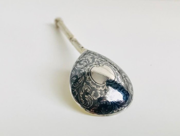 Spoon niello B.C - Teelöffel (1) - .875 (84 Zolotniki) Silber, Silber