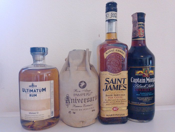 Ultimatum Infinitum 12yo + Saint James Ambre + Pampero + Captain Morgan Jamaica - b. 1980s-2010s - 70cl, 750ml - 4 bottles