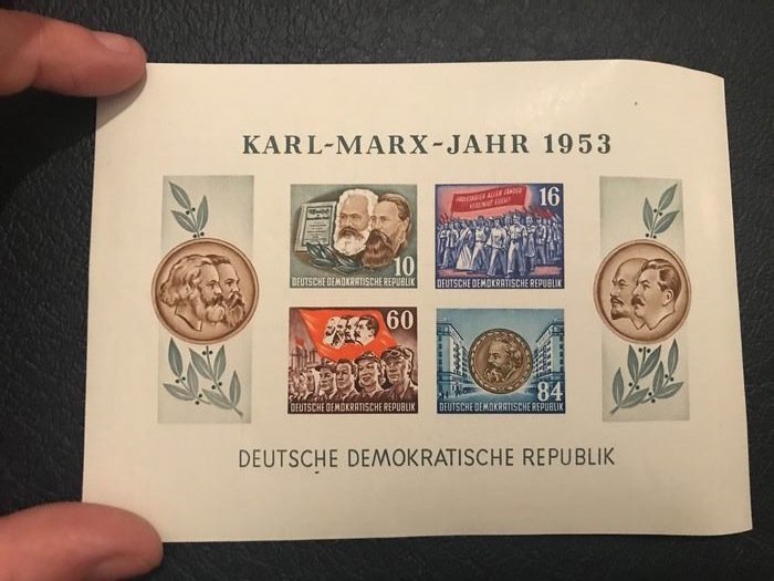 Duitse Democratische Republiek (DDR) 1953 – Karl Marx blokken getand en ongetand – Michel blok 8/9 A en B