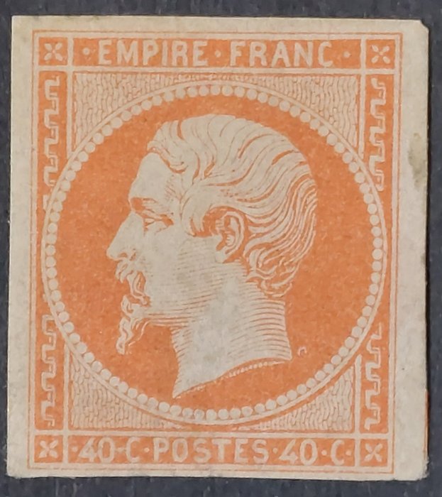 France 1853 - Napoleon III, imperforate, 40 centimes orange. - Yvert 16