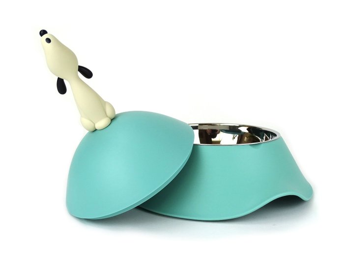 Alessi - Miriam Mirri - 碗 - ''Lulà'' - 附蓋狗碗，採用熱塑性樹脂和 18/10 不鏽鋼鏡面拋光