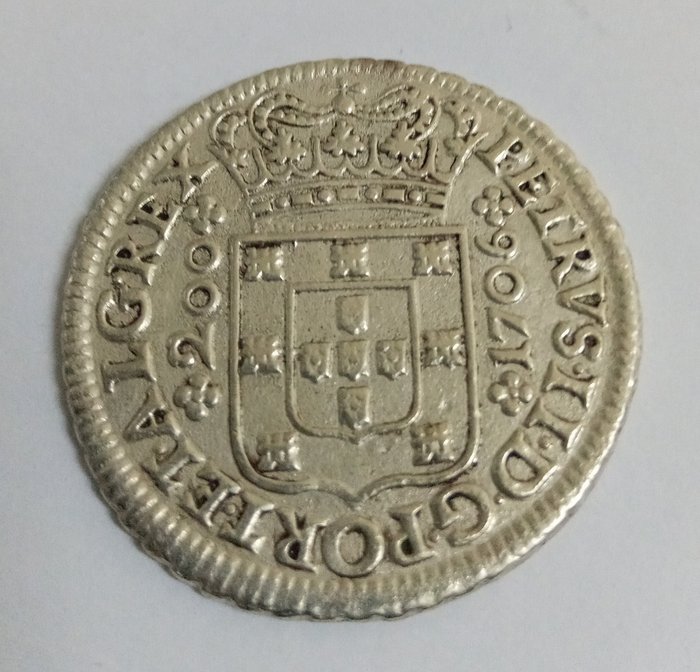 Portugal. D. Pedro II (1683-1706). 12 Vinténs (240 Reis) 1706 - Lisboa - Escassa
