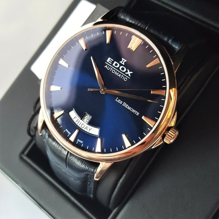 Preview of the first image of Edox - Automatic ETA 2834- Les Bémonts - Day Date Gold - Men - New.
