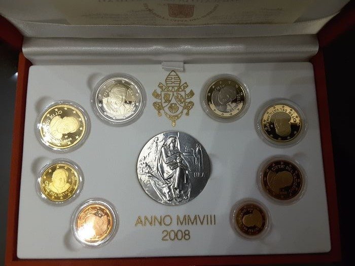 Vatikanen. Proof Set 2008 Benedictus XVI (incl. silver medal)  (Utan reservationspris)