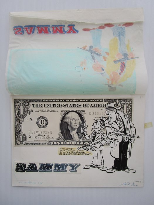 Berck - Originele tekening + inkleuring - Dupuis poster Sammy en Jack Attaway - (1980)