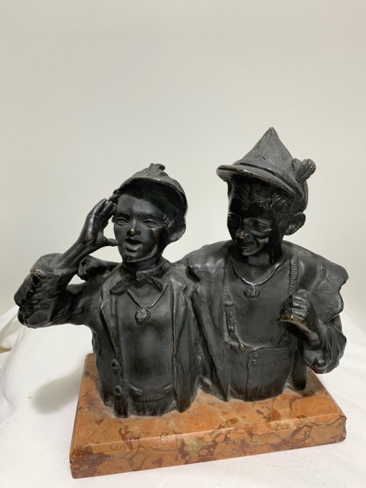 Preview of the first image of Sculpture, Partisan couple (1) - Bronze (patinated) - Mid 20th century.