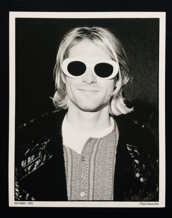 Nirvana, Kurt Cobain - Signed Photo by the Photographer Karen Mason Blair - 20x25 cm - Signed memorabilia - Photo