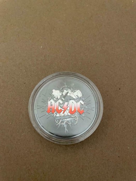 Australia. 1 Dollar 2021 AC/DC Silver Frosted-Ruthenium 1 Oz