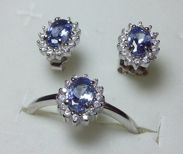 #ForUkranie - Set 925 Silver - Ring & Earrings Tanzanite - 3.48 g