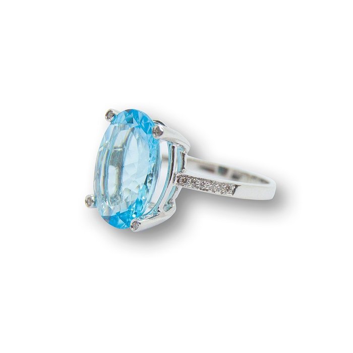 Preview of the first image of Mio - 18 kt. White gold - Ring - 9.60 ct Topaz - Diamond.