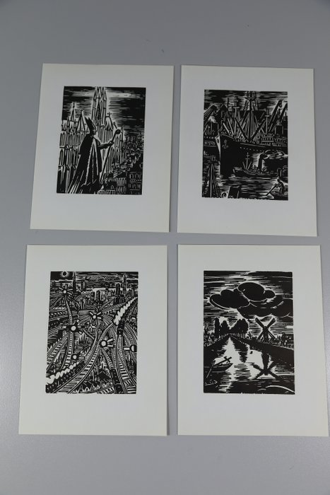 Image 2 of Frans Masereel (1889-1972) - Houtgravures Mijn Land (4)