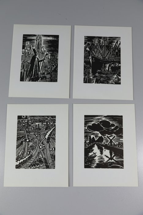 Image 3 of Frans Masereel (1889-1972) - Houtgravures Mijn Land (4)
