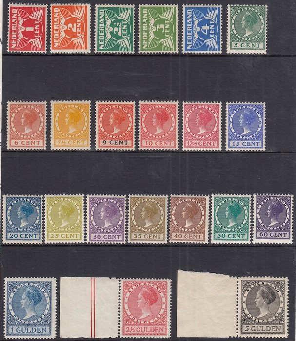 Pays-Bas 1924/1926 - Flying pigeon and Queen Wilhelmina type ‘Veth’ - NVPH 144/148, 149/162, 163/165