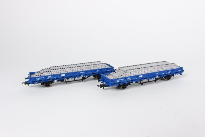 Rivarossi H0 - HR6123 - Freight wagon set - Two cars with concrete sleepers - RailPro