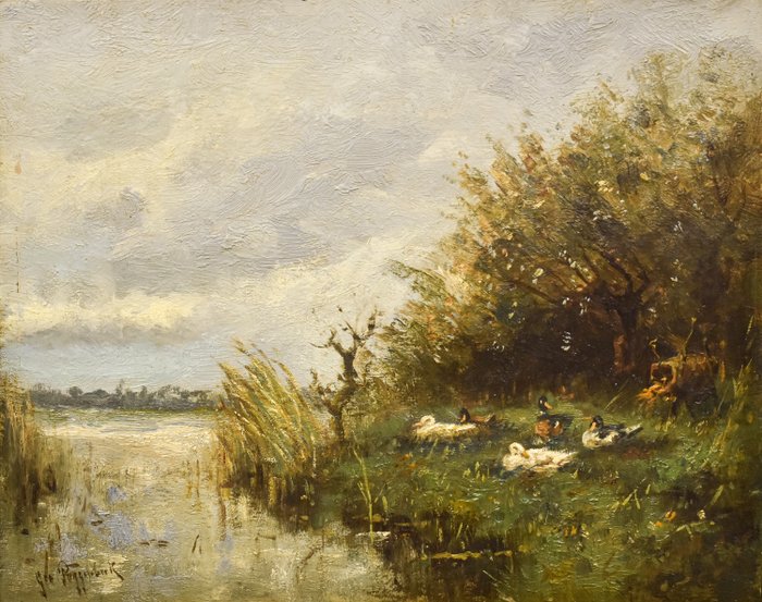 Geo Poggenbeek (1853-1903) - Eendjes aan de waterkant