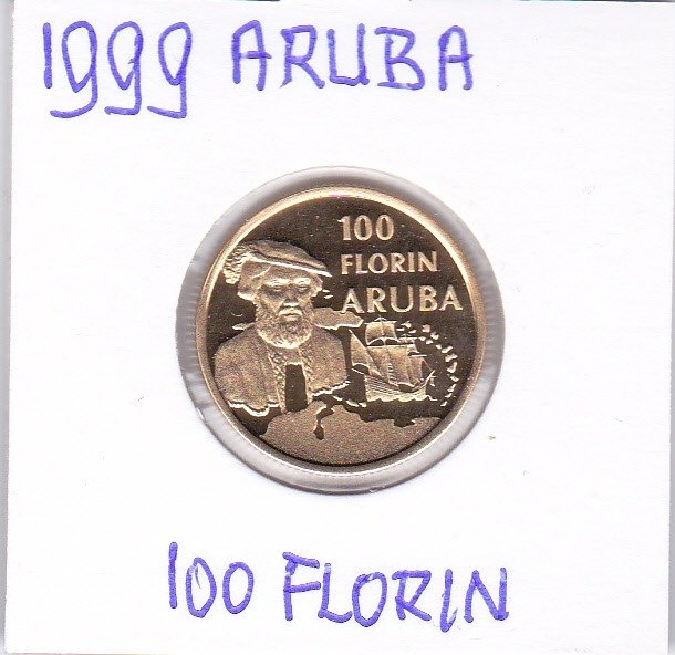 Aruba (Caribisch Nederland). Beatrix (1980-2013). 100 Florin 1999 Proof "Vespucci"