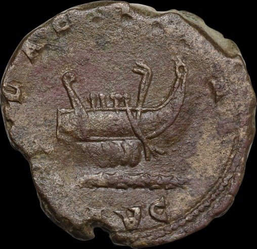 Roman Empire. Postumus (AD 260-269). Æ Double Sestertius,  Lugdunum AD 261 - Galley