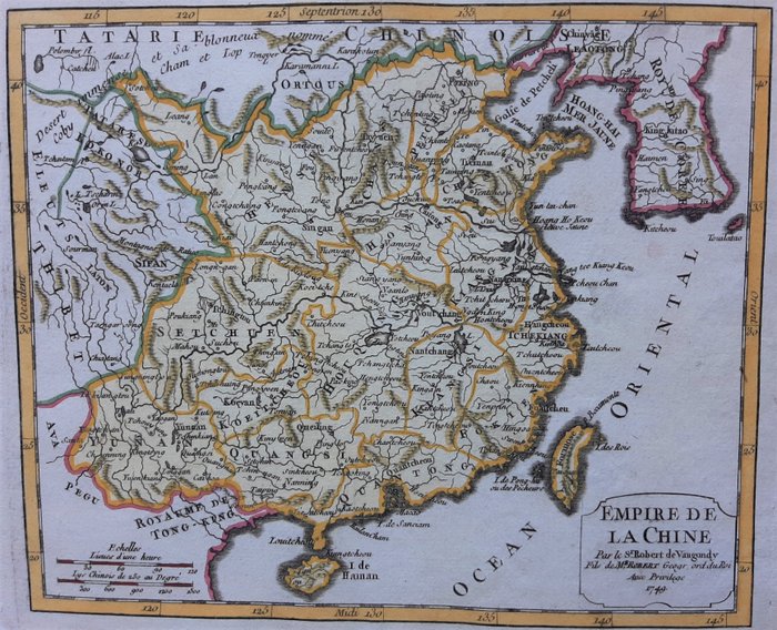 Cina, Korea; R de Vaugondy - Empire De La Chine - 1749