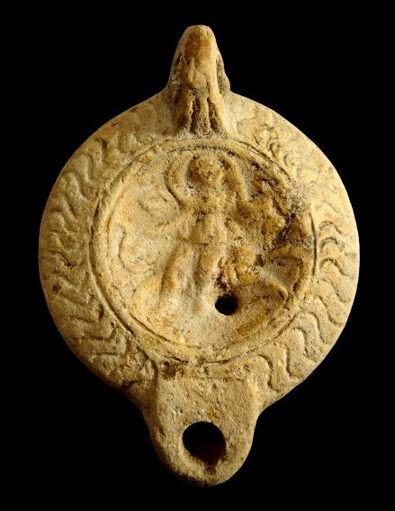 Römisches Reich Keramik Verzierte Öllampe - Entführung von Eunice