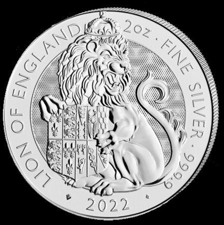 Royaume-Uni. 5 Pounds 2022 - Tudor Beast Löwe von England - 2 oz