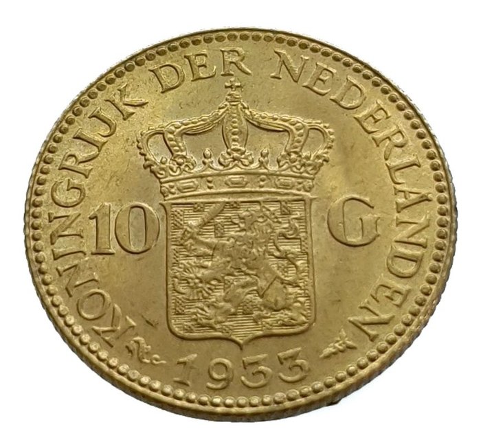 Niederlande. Wilhelmina (1890-1948). 10 Gulden 1933