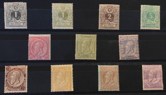 Belgien 1884/1891 - 1884 Lying lion issue + Leopold II - Complete series - OBP 42/52