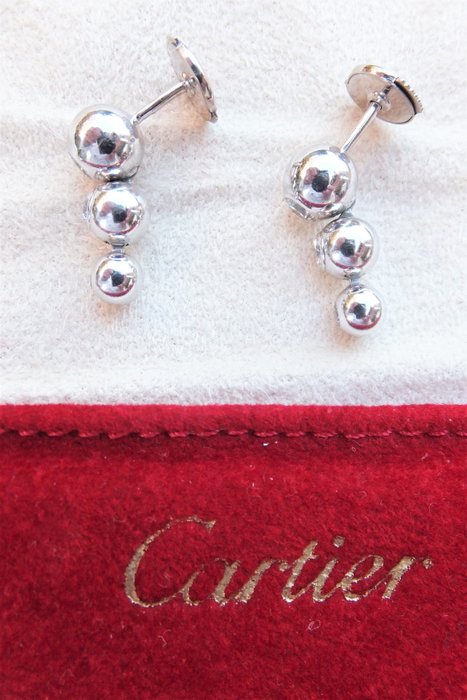 Image 2 of Cartier - "Perles de Diamants" Crescendo - 18 kt. White gold - Earrings - Diamonds