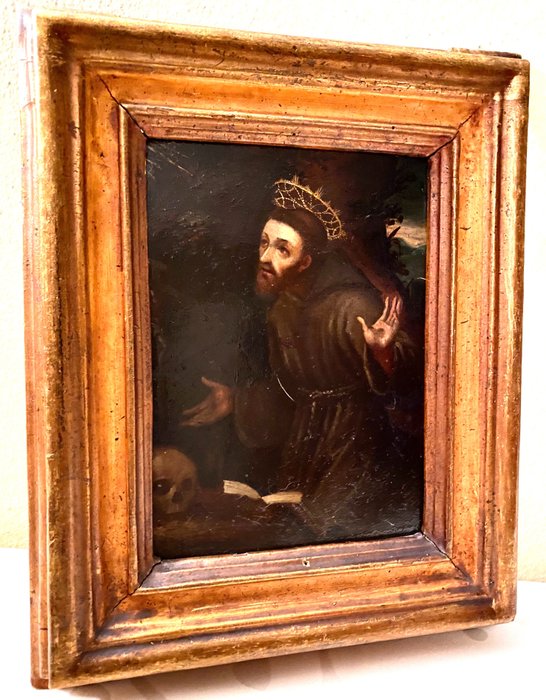 Antico Dipinto su rame del ‘700 - “ San Francesco “ (1) - olio su rame - Prima metà del 18° secolo