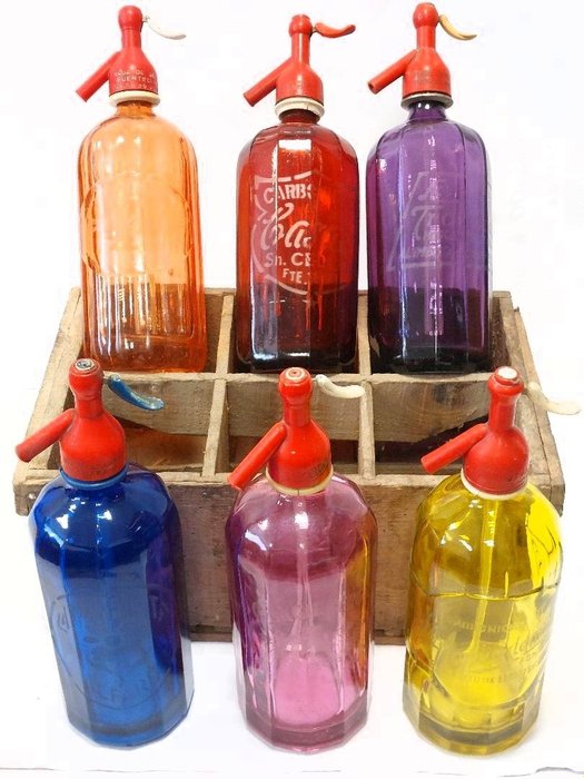 collection of colored siphons with acid mark + siphon - Catawiki