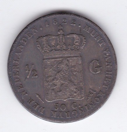 Netherlands. Willem I (1813-1840). 1/2 Gulden 1822-Brussel