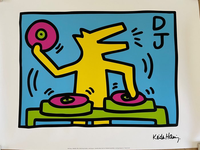 Keith Haring (after) - (1958-1990), Untitled (DJ), 1983, licensed by Artestar NY, Printed in U.K.