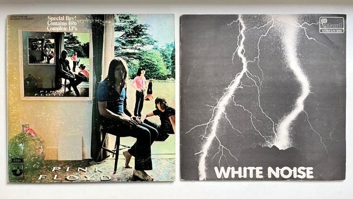 The White Noise & Pink Floyd - An Electric Storm (U.K. Pink Rim) / Ummagumma (U.S. 2nd Winchester) - Différents titres - LP album - Labels Island Pink Rim Palm Tree, Repressage - 1970/1973