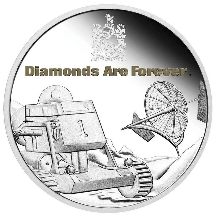 Tuvalu. 1 Dollar 2021 Proof - James Bond Diamonds are Forever - 50th Anniversary - 1 Oz