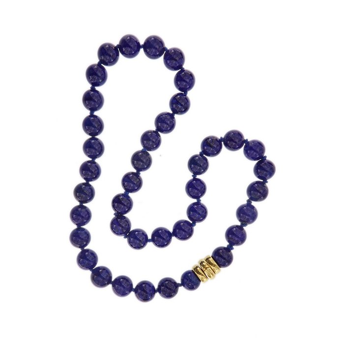 Preview of the first image of 18 kt. Yellow gold - Necklace Lapis lazuli.
