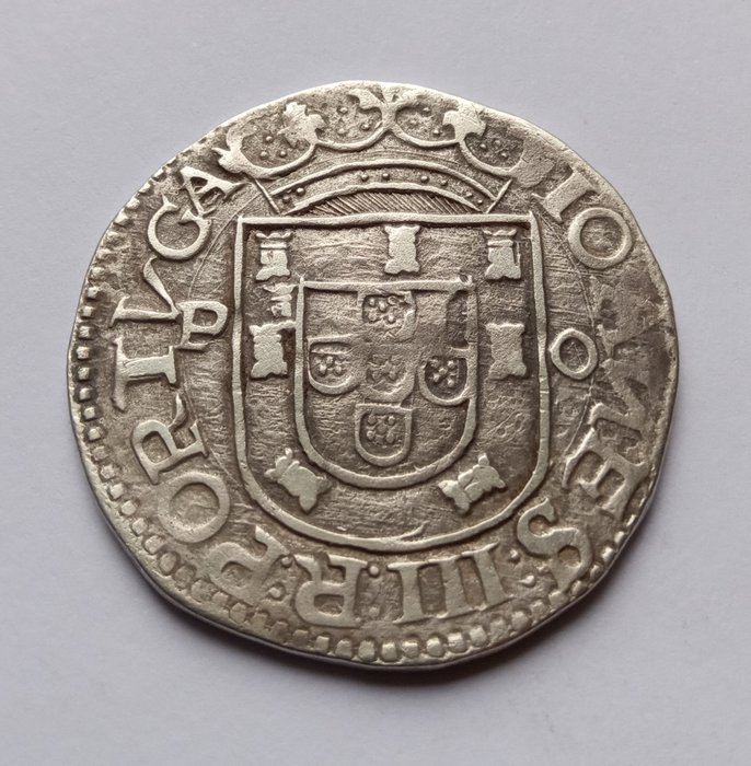 Portugal. D. João III. (1521-1557). Tostão (100 Réis) - P-O - Porto - PORTVGA/INHOCE*SIGNO*VIИCESG - Escassa