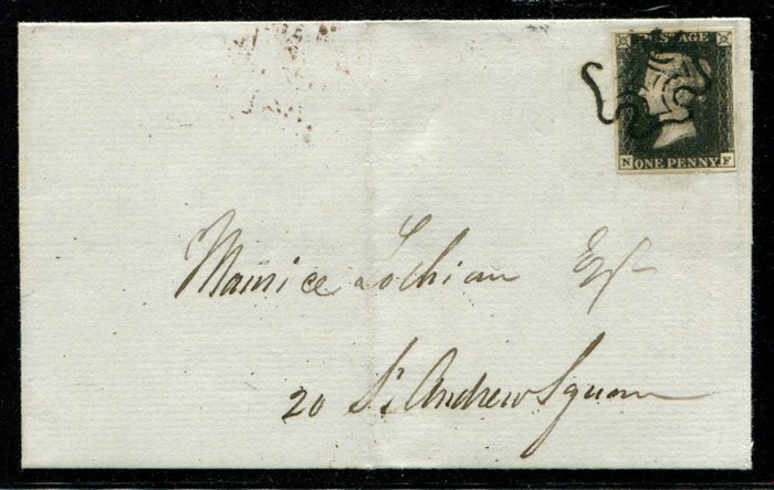 Groot-Brittannië 1840 - 1 penny black 4 margins on cover - Stanley Gibbons nr 2