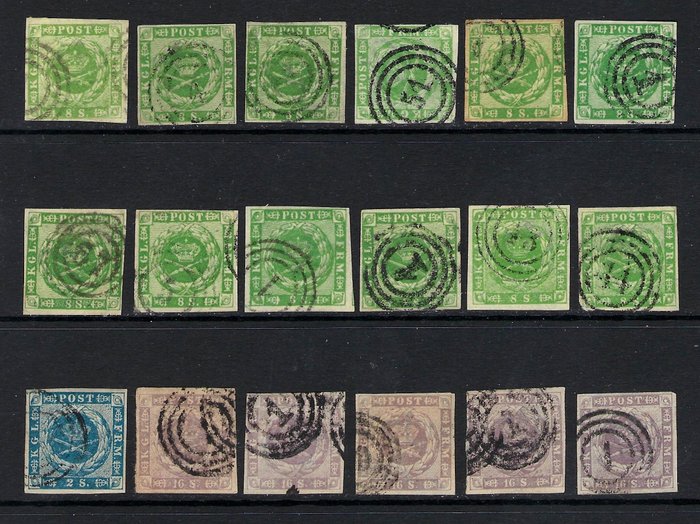 Dänemark 1854/64 - Coat of Arms classic stamp lot